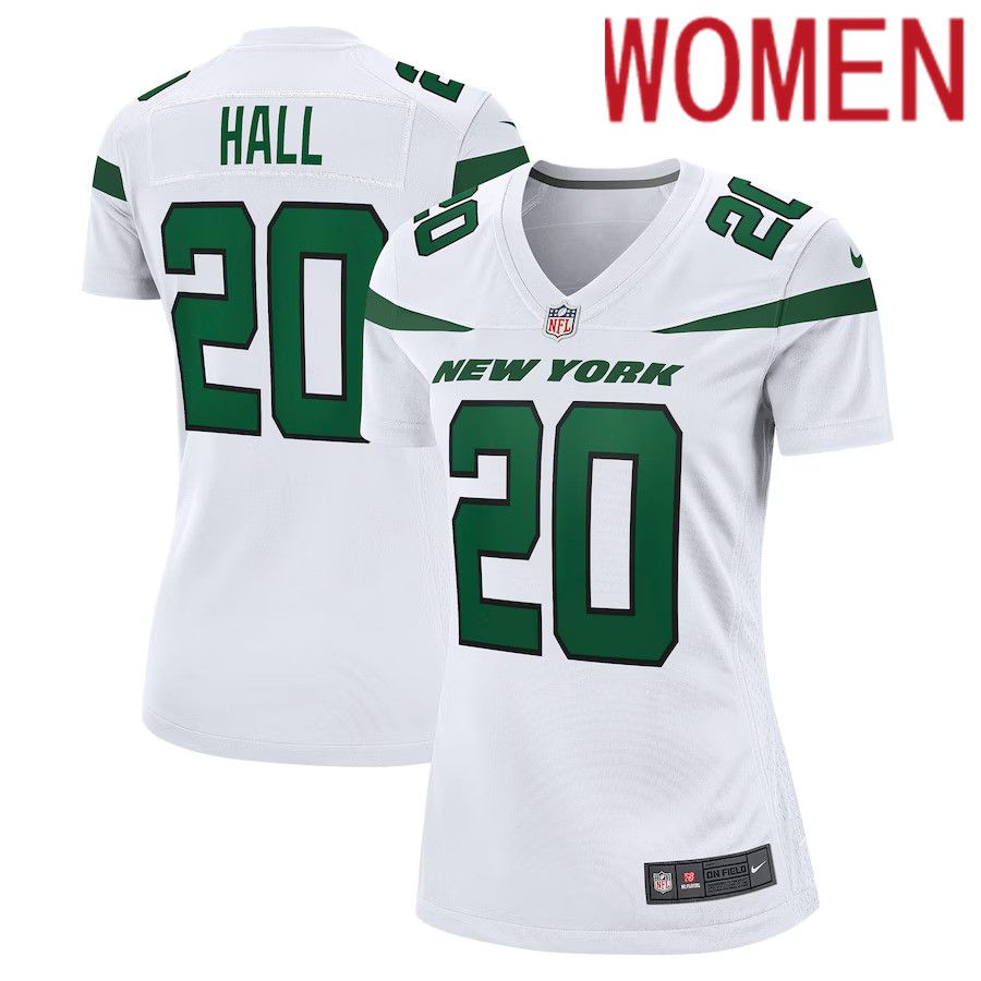 Women New York Jets #20 Breece Hall Nike White Away Game Player NFL Jersey